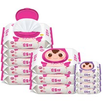 순둥이 유아물티슈 베이직 80매 캡형 8p + 프리미엄 엠보싱 20매 휴대용 4p, 1세트