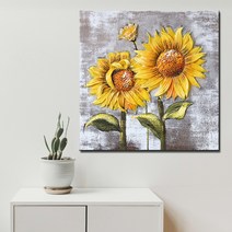 어바웃더홈 해바라기 그림 꽃 액자 인테리어 캔버스 거실 유화, 활짝 핀