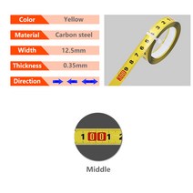 목공 T 트랙 테이프 측정 12.5/16/19mm 너비 미터 자체 접착 스케일 눈금자 연귀 트랙 라우터 테이블 톱 측정, 12.5mm 노란색 중간, 3m