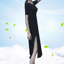여름 반팔 원피스 A라인 편한 옆트임 플레어 이너 롱 _ 301998EA