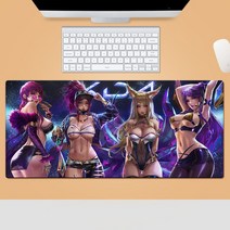 KDA 리그 오브 레전드 마우스 장패드 게임 주변 마우스패드 라지 사이즈 내오염성 견디다 창의 기념 선물, 800*300*4mm, 패턴-5
