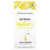 Hydralyte (하이드라라이트) 하이드라라이트 Shay Mitchell 하이드레이션 레몬스퀴즈 12g X 6팩, 1통