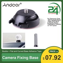 Ricoh Theta S/SC/M15 용 삼성 기어 360 카메라 버클 플랫 곡선베이스 접착 테이프가있는 퀵 릴리스 마운트 홀더