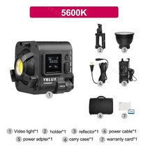 Yongnuo YNLUX100 LED 사진 조명 비디오 브이로그 램프 카메라, 02 5600K KIT