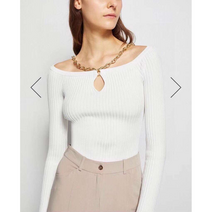 수입명품 스타일 오프숄더 체인 홀터넥 니트 티