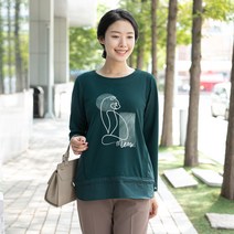 엄마옷 모슬린 고양이 긴팔 라운드 티셔츠 TS207064마담 미시옷 50대 중년여성의류 60대 엄마옷 빅사이즈 할머니옷 여성옷