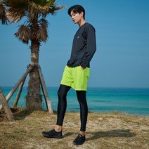 위크나인 남성용 다크 레깅스, 네온그린