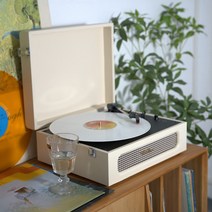 턴테이블 블루투스 스피커 레코드 레트로 감성 LP 플레이어, 펄 화이트