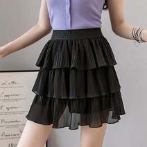 하나뿐인걸 캉캉 미니 스커트 쉬폰 주름 치마 플리츠 치마바지 레이스 프릴 밴딩