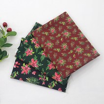 굿팡패브릭 면20수] DTP 크리스마스원단(포인세티아) 3칼라(3702045), 블랙