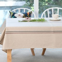 찬미디자인 라틴스트라이프 방수식탁보, 내츄럴, 6인용 직사각 220x130cm