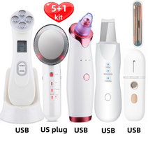 고주파 페이셜 리프팅 EMS 마사지기 radio frequency rf 목주름 V라인, 6PCS 미국 플러그