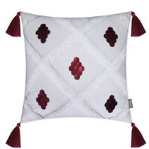 [데코벨] 북유럽 테슬 입체 사각 쿠션 45x45 (쇼파쿠션) 솜 포함 데코쿠션, 스팽글입체쿠션(와인)