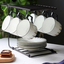 미끄럼 방지 모던 스틸 머그 컵걸이 그릇 건조 거치대, 다크브라운