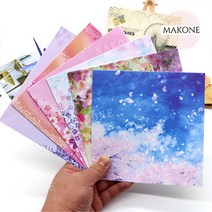 Makone 상표등록 색종이 켄트지 수공 종이접기 컬러종이 정사각형 그러데이션색 다양한제품 그림 참신한, 청춘은 6색 48장개