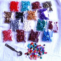 씰링왁스 만들기재료 22컬러 비즈왁스 100알 씰스탬프, 옐로우그린펄