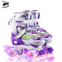 롤러스케이트롤러장 조정 플래시 인라인스케이트롤러스케이트 남녀 통용, L/(37-42), 보라
