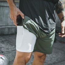 합성 데크 목재 합판 원목 방부목2IN 1 남성 더블 데크 조깅 러닝 반바지 스포츠 쇼츠 체육관 피트니스 운, 05 Army Green_05 For XXXL