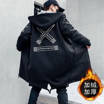 봄 골프 크롭 바람막이 트러커 봄버 자켓 양털 겨울 남성 인쇄 일본 후드 롱 트렌치 코트 블랙 힙합 스트리트 두꺼운 남성 윈드 브레이커 코트