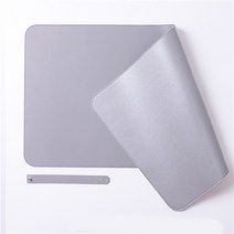 다다랜드 논슬립 가죽 마우스패드 양면 투톤 데스크매트, 그레이-라이트실버 30 X 60 CM