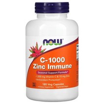 Now Foods (나우 푸드) NOW Foods C-1000 아연 이뮨 베지 캡슐 180정, 3개