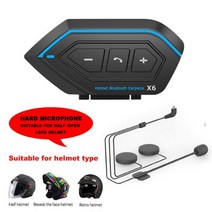 X6 Bluetooth5.0 오토바이 헬멧 헤드셋 헤드폰 무선 모터 자전거 핸즈프리 스테레오 이어폰 스피커 소음 감소 바이크 헬멧 모터사이클 인터콤, [03] Blue for Half Helmet