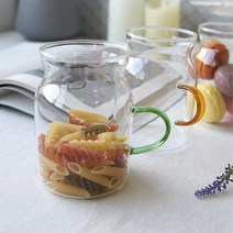 홈카페 투명유리 큰머그컵 북유럽 머그잔 330ml 500ml, 소/옐로우