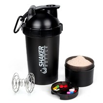 XTKS 셰이커 보틀 532.3ml(18온스) 단백질 쉐이커 병 파우더 보관 및 알약 케이스 포함 500ML 체육관 컵 믹스용 블렌딩 볼 누출 방지 믹서 운동 전 사용 BP