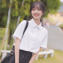 JK 화이트 셔츠 여성용 짧은 소매 여름 느슨한 착용 긴 소매 셔츠 Yanyan