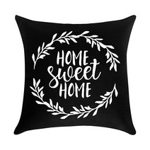 가족을 위한 최고의 선물 농가 베개 커버 집들이 선물 새로운 집주인 엄마 아빠 조부모에게 주는 장식용 면 리넨 쿠션 소파용 45.7 x 45.7cm(18 18인치), Black 4