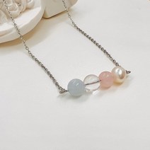 캔디 크러쉬 - 로즈쿼츠 아쿠아마린 백수정 담수진주 원석 목걸이