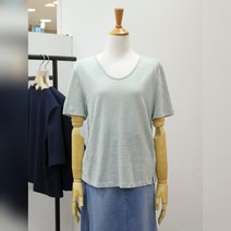 지컷 U넥 사이드 슬릿 린넨 티셔츠(7212240302)