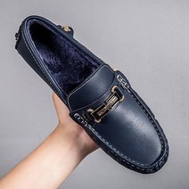 남자드라이빙슈즈 페니로퍼 큰 사이즈 가죽 모카신 캐주얼 신발 아웃도어 슬립온 남성용 레이지 겨울 플러시