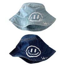 후암마켓 아동용벙거지 화이트스마일 데님 버킷햇 모자 2장세트