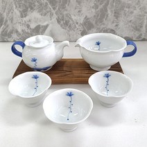 토비 백자 청국화 3인다기 세트