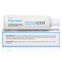 qth 건선 바디 워시 보습 바디 워시 습진 및 바디 여드름 치료용 살리실산 가려움증 완화 발적 민감한 건성 피부 재발 방지 8.4 fl oz