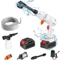 무선 고압 세차기 세차건 강력 구리 브러시리스 모터 5 in 1 압력 세척기 자동차 물총, EU Plug 1 Battery