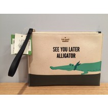 케이트 스페이드 나중에 봐요 앨리게이터 벨라 파우치 클러치 손목시계 swamped 가죽 여성
