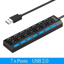전자책 리더기 USB HUB Switch Hub 2.0 Adapter High Speed Multi 7 Ports On Off Portable Splitter For C, 02 1 drag 7 black, 한개옵션1