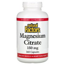 내추럴 팩터스 마그네슘 시트레이트 150mg 캡슐 360정, 360 개