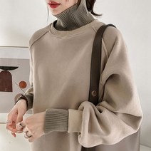 여성 맨투맨 오버핏 목폴라 박스티 오피스룩 DU94