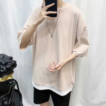 남자 여름 패션 트렌드 무지 루즈핏 데일리 반팔티:No4661ea