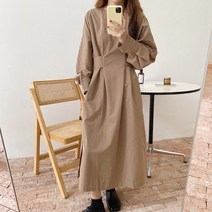 바보사랑 첫데이트 퍼프 스트랩 롱 원피스(mops1547) .드레스날다