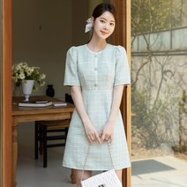 시크라인 페렐리스 파스텔 트위드 세미 A라인 원피스