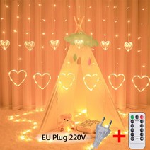 홈파티 조명 미러볼 레이저 2.5M 크리스마스 Garlands 하트 모양의 LED 문자열 커튼 220V 110, 03 Style 3 Warm White