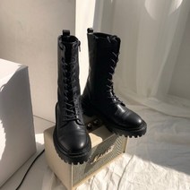 통굽 레이스업 미들 플랫워커(5cM)