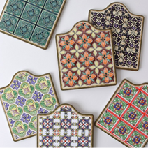 모로코패턴 타일 냄비받침 벽장식 인테리어 소품, E(화이트)