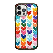 CASETiFY 아이폰 13 프로 맥스용 임팩트 케이스 - 그래스 투명 블랙, Polka Daub Hearts