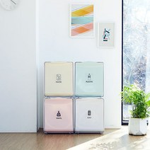 센스큐 매직큐브 분리수거함 32L + (일반항균) 롤백 100매, 핑크+일반롤백 100매
