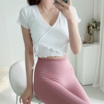 브이넥 펀칭 랩 가디건 필라잉 요가 커버업 날날이 반팔 크롭 필라테스 복 상의 티셔츠, 블랙